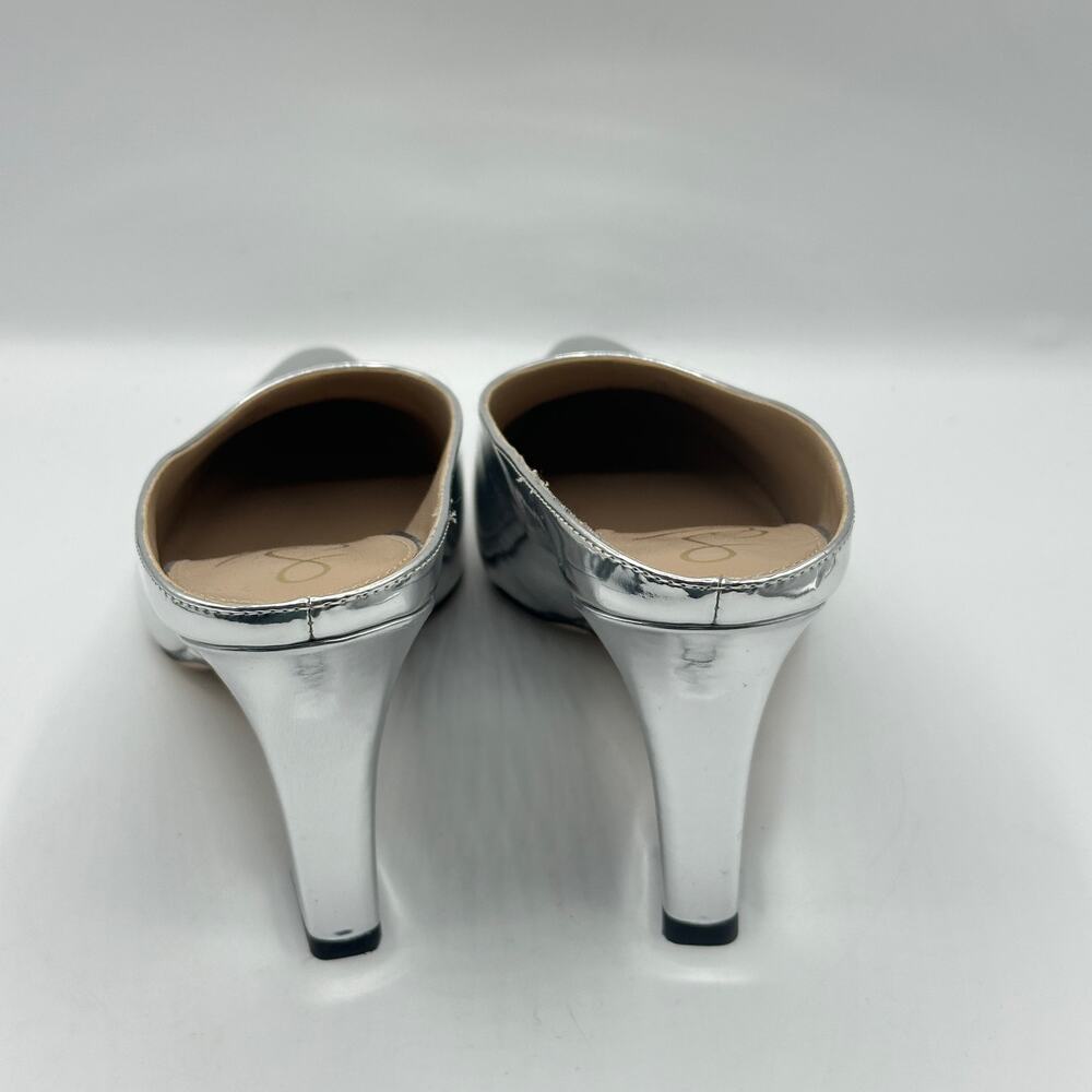 SAM EDELMAN Vonn Heeled Mule Metallic Silver Sz 10 $150 - Picture 5 of 7